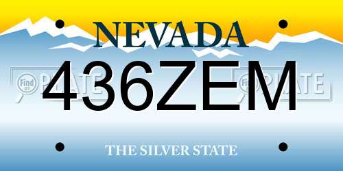 436ZEM Nevada License Plate