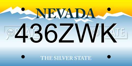 436ZWK Nevada License Plate