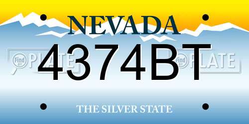 4374BT Nevada License Plate