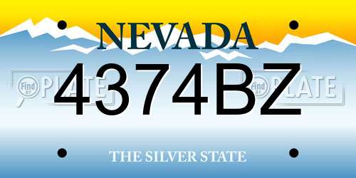 4374BZ Nevada License Plate