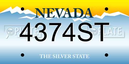 4374ST Nevada License Plate
