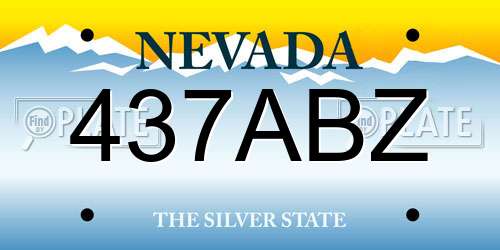 437ABZ Nevada License Plate