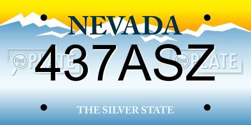 437ASZ Nevada License Plate