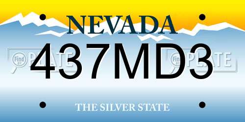 437MD3 Nevada License Plate