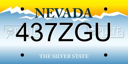 437ZGU Nevada License Plate