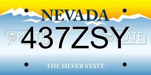 437ZSY Nevada License Plate