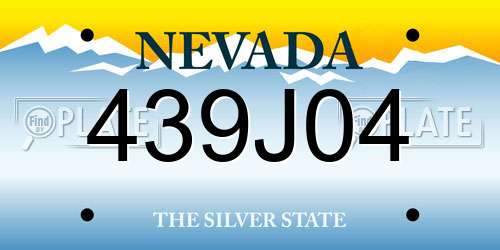 439J04 Nevada License Plate