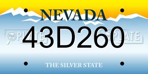 43D260 Nevada License Plate