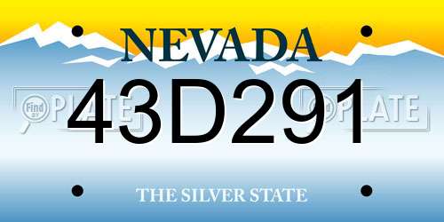 43D291 Nevada License Plate