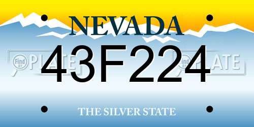 43F224 Nevada License Plate