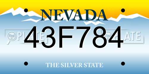 43F784 Nevada License Plate