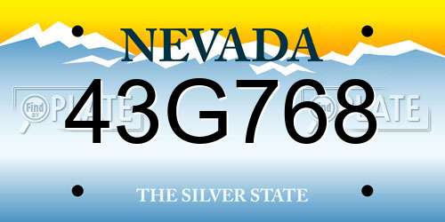43G768 Nevada License Plate