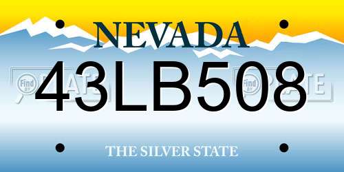 43LB508 Nevada License Plate