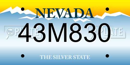43M830 Nevada License Plate