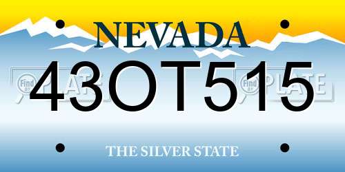 43OT515 Nevada License Plate