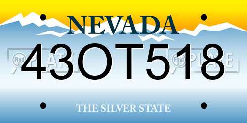 43OT518 Nevada License Plate
