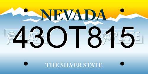 43OT815 Nevada License Plate