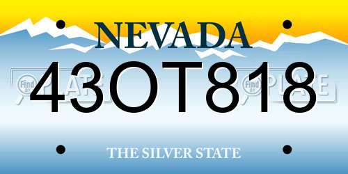 43OT818 Nevada License Plate