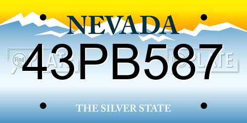 43PB587 Nevada License Plate