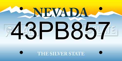 43PB857 Nevada License Plate