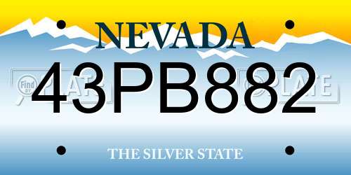43PB882 Nevada License Plate