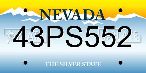 43PS552 Nevada License Plate