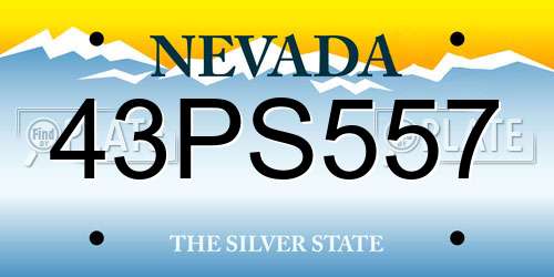 43PS557 Nevada License Plate