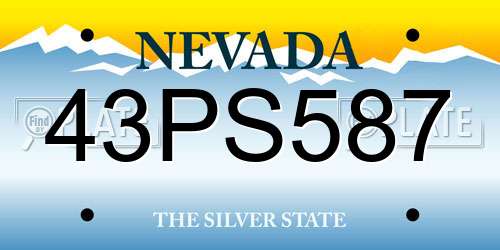 43PS587 Nevada License Plate