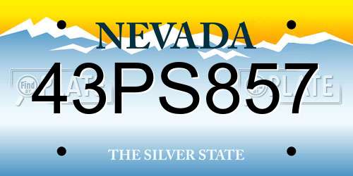 43PS857 Nevada License Plate