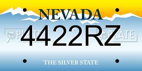 4422RZ Nevada License Plate