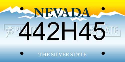 442H45 Nevada License Plate