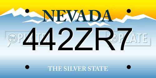 442ZR7 Nevada License Plate