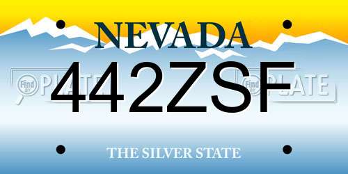 442ZSF Nevada License Plate