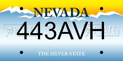 443AVH Nevada License Plate