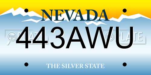 443AWU Nevada License Plate