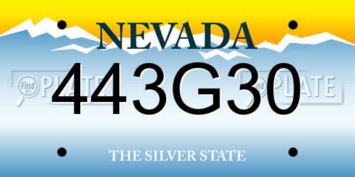 443G30 Nevada License Plate