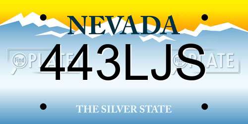 443LJS Nevada License Plate