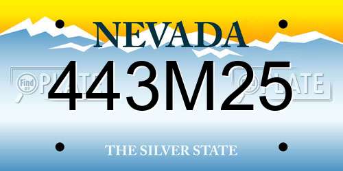 443M25 Nevada License Plate