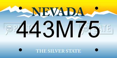 443M75 Nevada License Plate