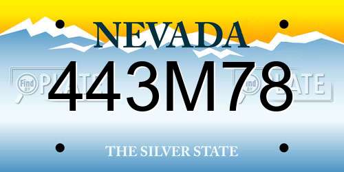443M78 Nevada License Plate