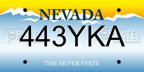 443YKA Nevada License Plate