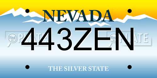 443ZEN Nevada License Plate