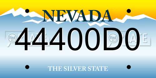 44400D0 Nevada License Plate