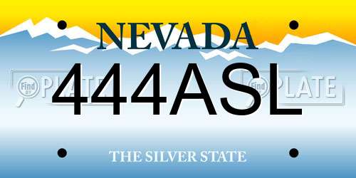 444ASL Nevada License Plate