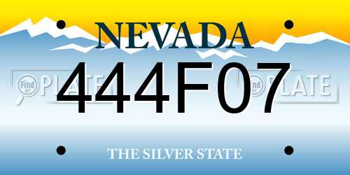444F07 Nevada License Plate