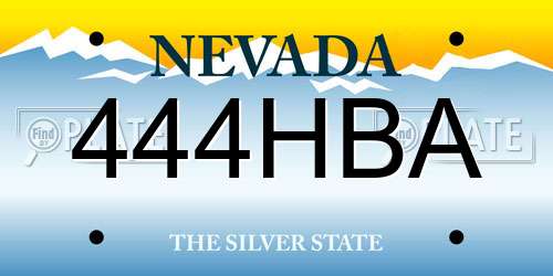 444HBA Nevada License Plate