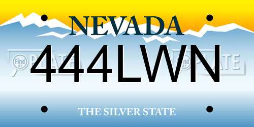 444LWN Nevada License Plate
