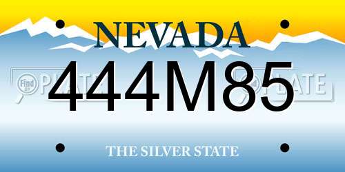 444M85 Nevada License Plate