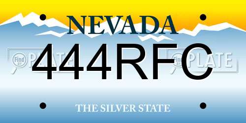 444RFC Nevada License Plate