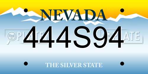 444S94 Nevada License Plate